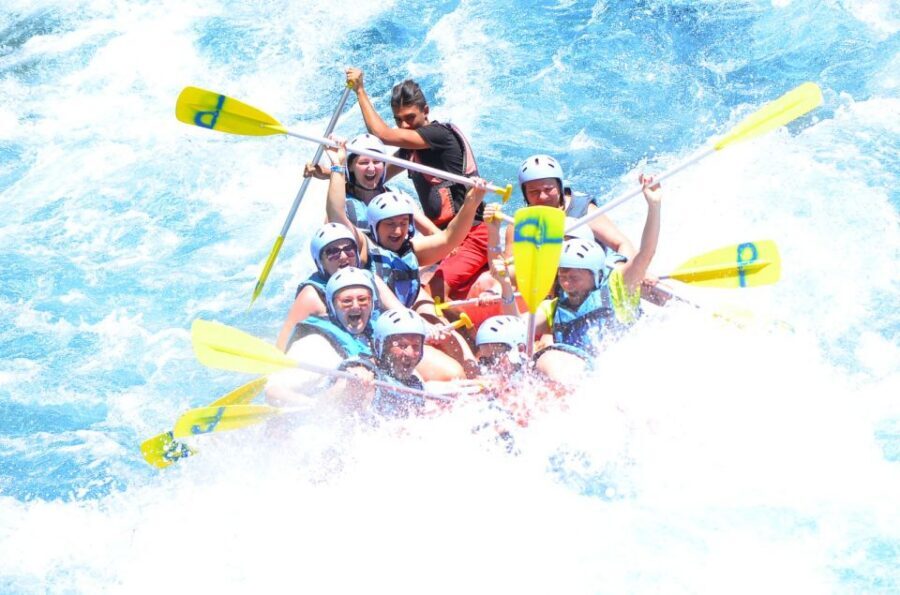 Alanya/City of Side: Canyoning, Rafting and Ziplining Tour - The raft: paddling the river with lunch built in