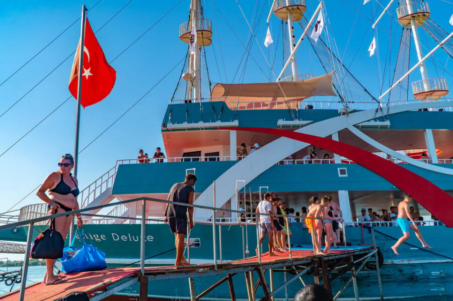 City of Side: Sightseeing Cruise w/ Swim Stops & Foam Party - The Side Peninsula Stop: Apollo and Athena Temple Views From the Water