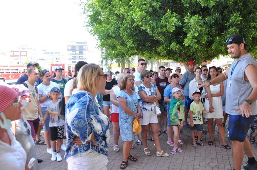 From City of Side: Cabrio Bus Safari & Boat Tour with Lunch - Manavgat Waterfalls: Spray Time and Entrance Fees